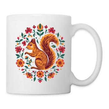Squirrel in a wreath of flowers - Mug - white - Right