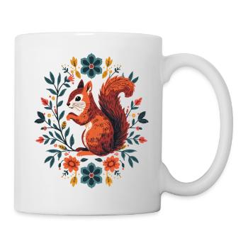 Eichhörnchen im Blumenkranz - Tasse - Weiß - Rechts