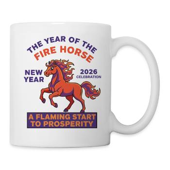 Jahr des Feuerpferdes 2026 Neujahrsfeier - Tasse - Weiß - Rechts