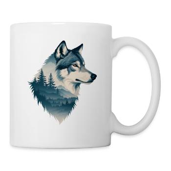 Loup bleu dans la forêt - Mug blanc - blanc - Droite