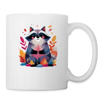 Bunter Waschbär der Ruhe - Tasse - Weiß - Rechts