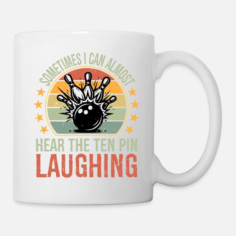 Écoutez le Joueur de Bowling Drôle qui rigole à dix quilles - Mug blanc - blanc