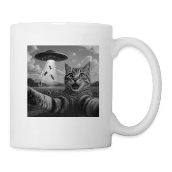Cat Selfie UFO Tees Funny Cat - Mug blanc - blanc - Droite