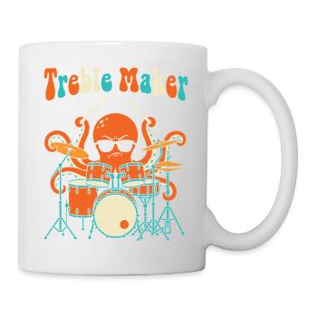 Treble Maker Drummer Musician Pun Drum - Mug - white - Right