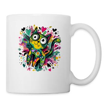 Colorful graffiti cat artwork - Mug - white - Right