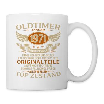 Cadeau pour le 55e anniversaire Voiture Classique janvier 1971 - Mug blanc - blanc - Droite