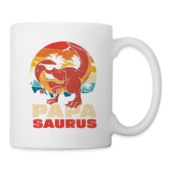 Papasaurus Retro Sonnenuntergang - Tasse - Weiß - Rechts