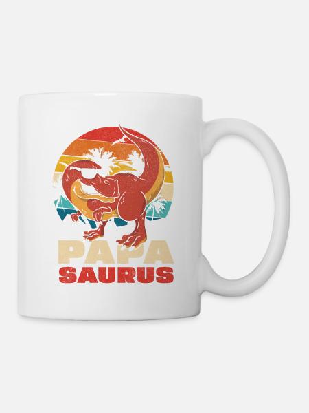 Papasaurus Retro Sonnenuntergang - Tasse - Weiß