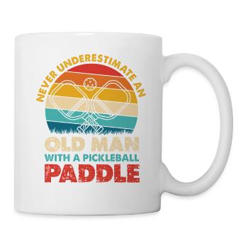 Alter Mann mit Pickleball Paddel - Tasse - Weiß - Rechts