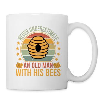 Apiary Bee Keeper an Old Man with His Bees Beekeep - Mug - white - Right