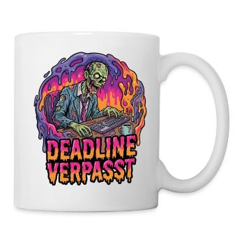 Deadline Verpasst Zombie am PC - Tasse - Weiß - Rechts