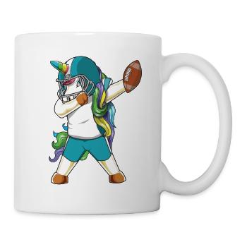 Lustiges Dabbing Football Unicorn Rainbow Sportgeschenk - Tasse - Weiß - Rechts