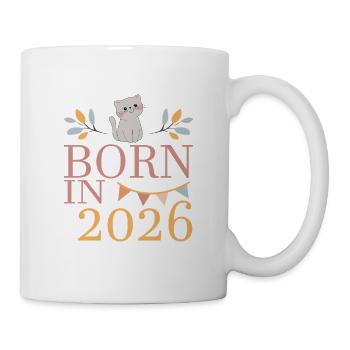Baby Geboren in 2026 Born in 2026 Süßer Katze - Tasse - Weiß - Rechts