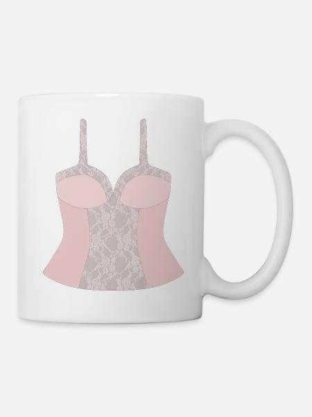 Spitzenrosa Korsettoberteil - Tasse - Weiß