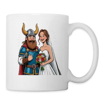 Wikinger Viking Legende Seemann Odin Rabe Hochzeit - Tasse - Weiß - Rechts