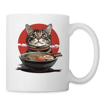 Cat with ramen bowl - Mug - white - Right