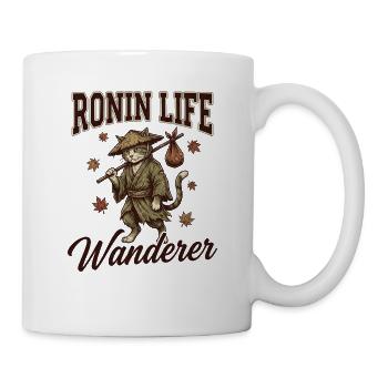 Ronin Life Wanderer Chat Samouraï Japonais Ukiyo-e - Mug blanc - blanc - Droite
