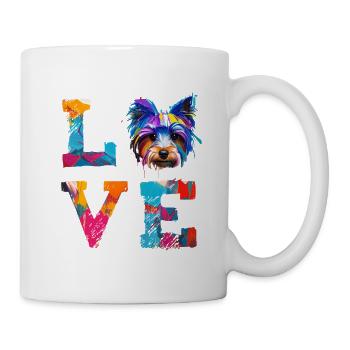 Yorkshire Terrier Colorful Paint Dog Dad Dog Mom - Mug - white - Right