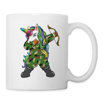 Dabbing Unicorn Hunter Camo Archer Bow Hunter - Mug - white - Right
