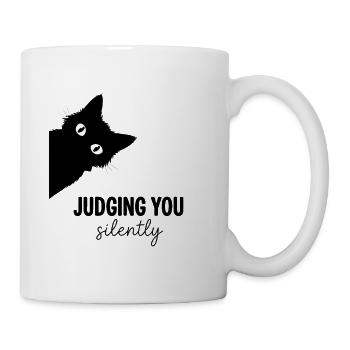 Er verurteilt dich schweigend, die Katzenaugen in die Ecke zu schauen - Tasse - Weiß - Rechts