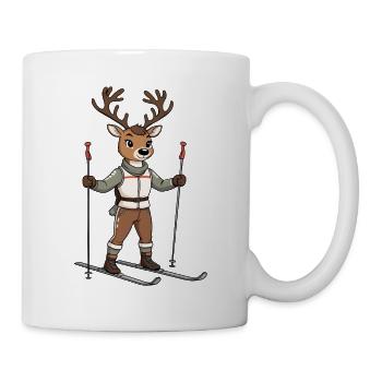 Dessin animé du Skieur Cerf - Mug blanc - blanc - Droite