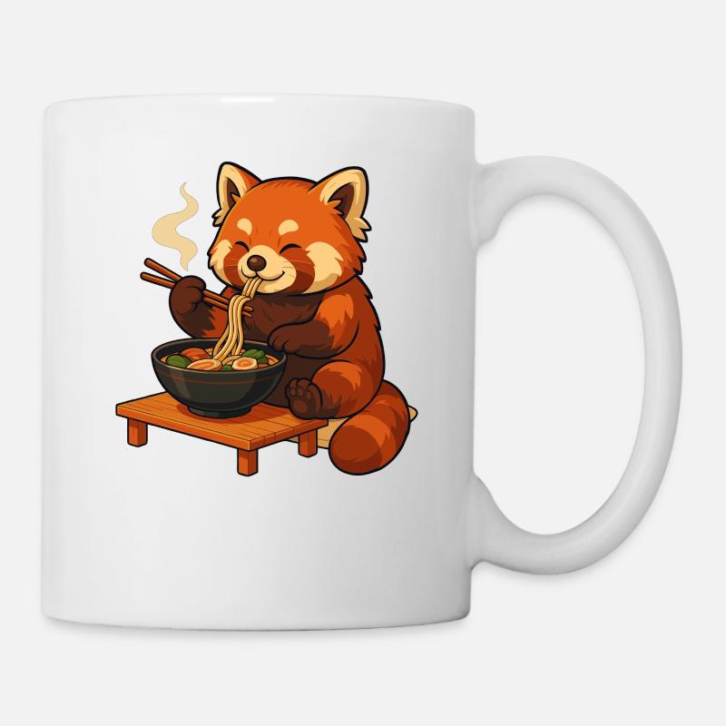 Roter Panda mit Nudeln Ramen kawaii Roter Panda - Tasse - Weiß