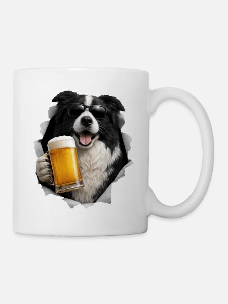 Border Collie Bier - Tasse - Weiß