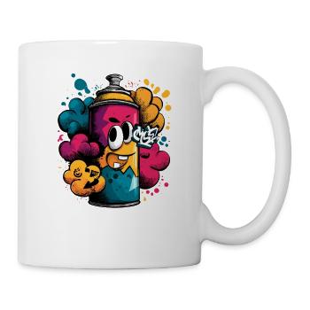 Bunte Graffiti-Spray Cartoon - Tasse - Weiß - Rechts