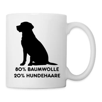Hundeliebhaber Spruch – 20% Hundehaare - Tasse - Weiß - Rechts