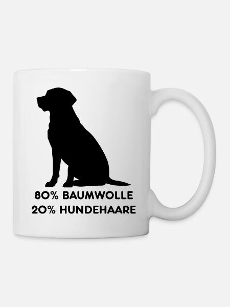 Hundeliebhaber Spruch – 20% Hundehaare - Tasse - Weiß