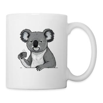 Koala fatigué au café – Motif drôle - Mug blanc - blanc - Droite