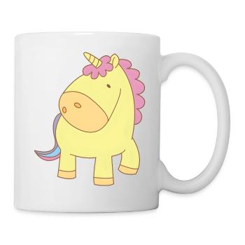Cute yellow unicorn with pink mane - Mug - white - Right