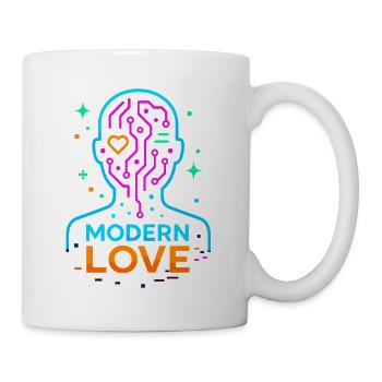 Amour moderne, amour numérique tête néon Saint-Valentin - Mug blanc - blanc - Droite