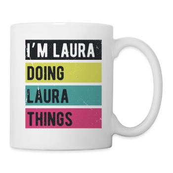 Je suis Laura qui fait des couleurs rétro de Laura Things - Mug blanc - blanc - Droite