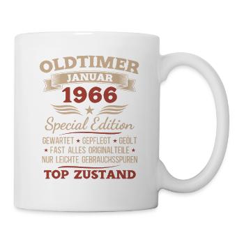 60. Geburtstag Geschenk Oldtimer Januar 1966 - Tasse - Weiß - Rechts