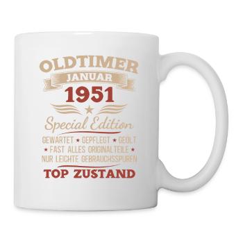 Cadeau du 75e anniversaire Voiture classique janvier 1951 - Mug blanc - blanc - Droite