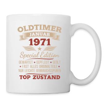 Cadeau pour le 55e anniversaire Voiture Classique janvier 1971 - Mug blanc - blanc - Droite