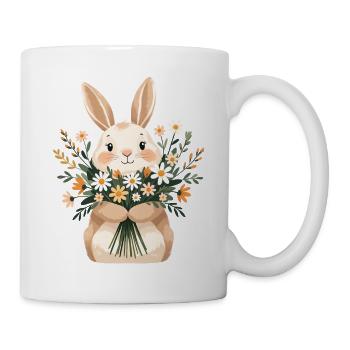 Bunny with spring bouquet - Mug - white - Right