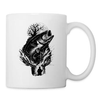 Jumping perch in the moonlight night angler - Mug - white - Right