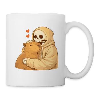 Cozy Skelett mit Capybara – Geborgenheit - Tasse - Weiß - Rechts