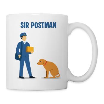 Sir Postman vs. Hund: Überlegener Lieferheld - Tasse - Weiß - Rechts
