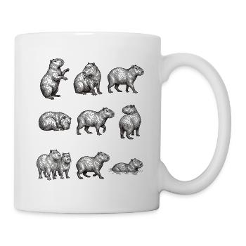 Silhouettes de capybara dans la conception forestière - Mug blanc - blanc - Droite