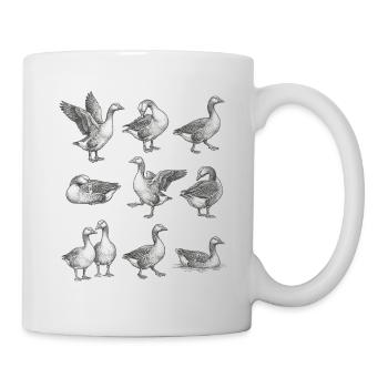 Graue Gänse Silhouetten Muster - Tasse - Weiß - Rechts