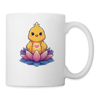 Küken auf Lotusblüte Herzmotiv - Tasse - Weiß - Rechts