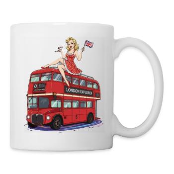 Pin-up im Roten Londoner Bus - Tasse - Weiß - Rechts