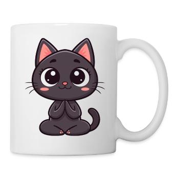 Cute black cat praying - Mug - white - Right