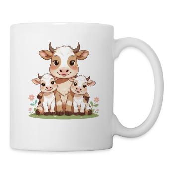 Kuhfamilie im Frühlingslicht - Tasse - Weiß - Rechts