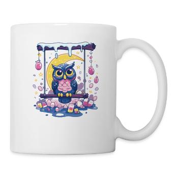 Mondnächtliche Eulen-Schaukelszene - Tasse - Weiß - Rechts