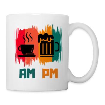 Lustiger Sarkasmus AM PM Erwachsenenhumor Kaffeeliebhaber - Tasse - Weiß - Rechts