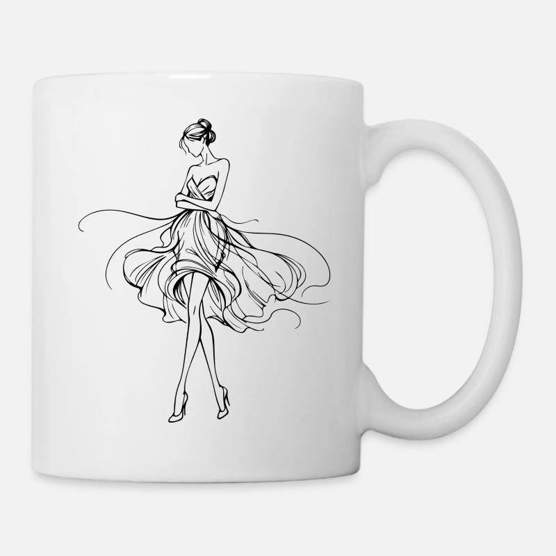 Fließende Silhouette im Abendkleid - Tasse - Weiß